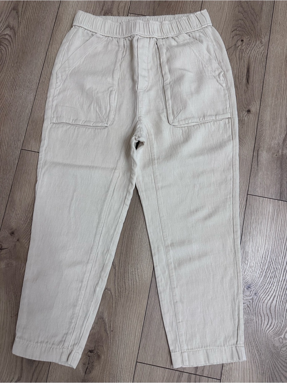 Zara Men's Cream Elastic-Waist Chinos